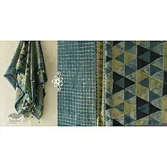 Ajrakh Block Printed Mulberry Silk Dupatta - Blue