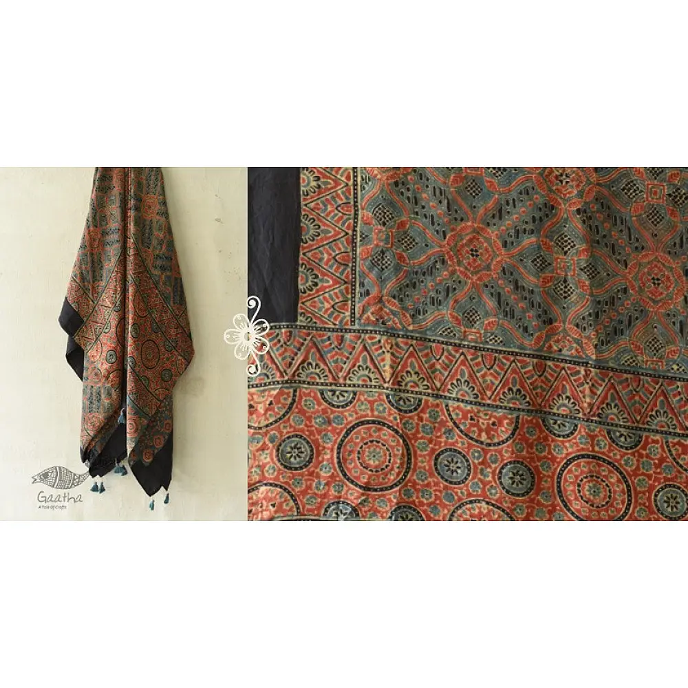 buy Ajrakh Natural Dyed ~ Mulberry Silk Dupatta