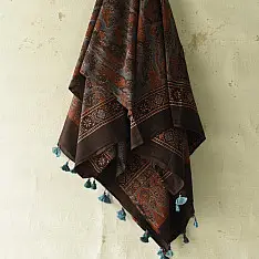 Sakhi . सखी ⁂ Ajrakh Block Printed Pure Cotton Dupatta (22)