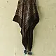 deep brown ajrakh cotton square scarf large floral mandala geometric block print hand block printed natural dyed scarf tassels