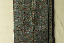 Neelanjana . नीलांजना ~ Square Ajrakh Silk Scarf - Flower Motif