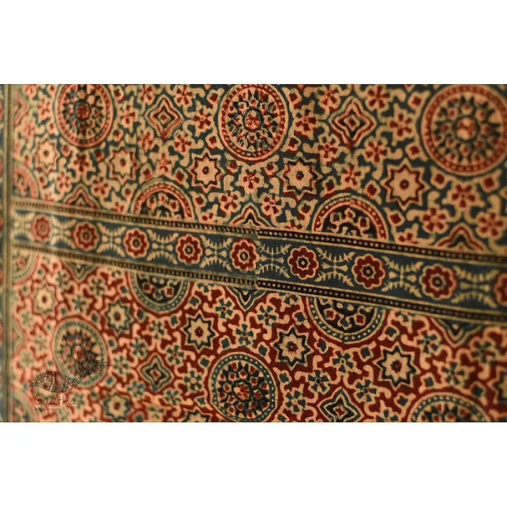Multi-coloured Ajrakh pure cotton dupatta with layered resist dye patterns