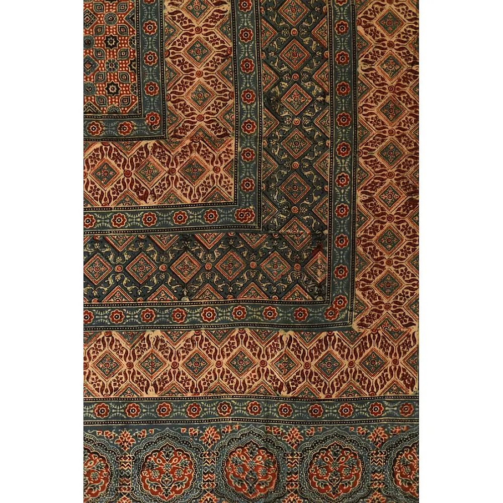 Pure cotton Ajrakh dupatta featuring traditional Kutch block print patterns