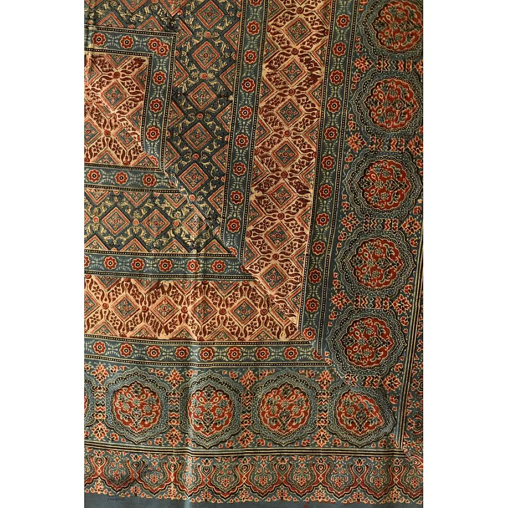 Pure cotton Ajrakh dupatta featuring traditional Kutch block print patterns