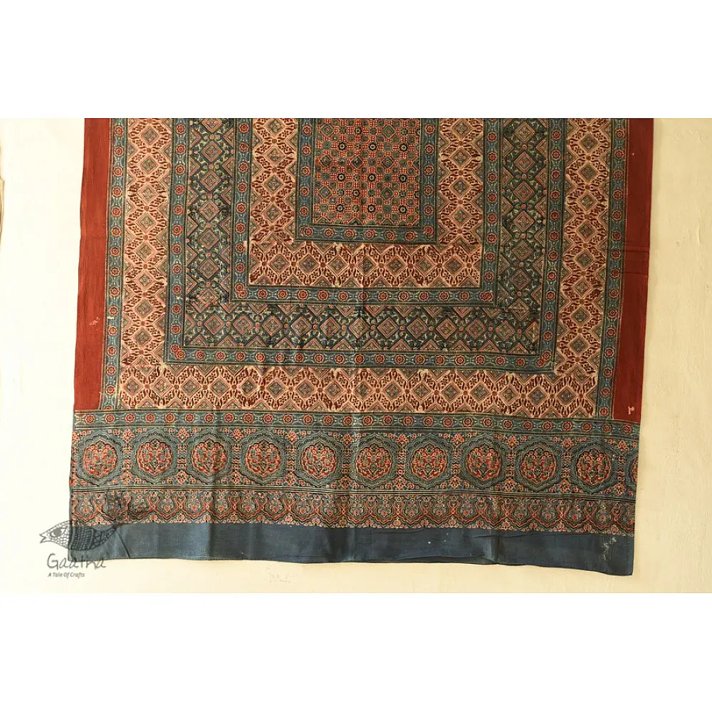 Pure cotton Ajrakh dupatta featuring traditional Kutch block print patterns