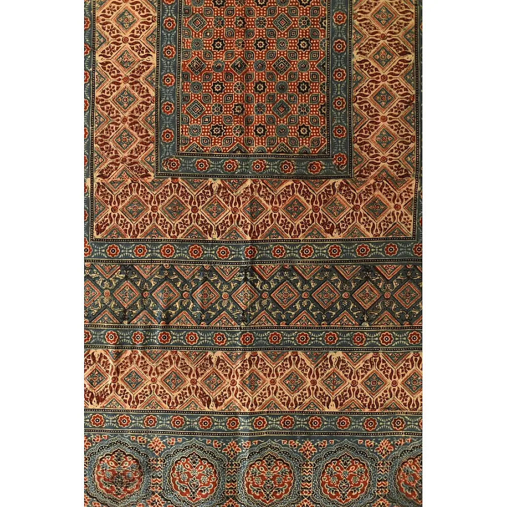 Pure cotton Ajrakh dupatta featuring traditional Kutch block print patterns