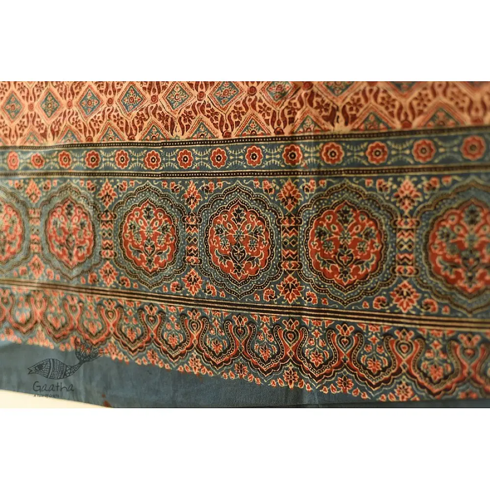 Red and indigo Ajrakh dupatta with traditional Kutch-inspired motifs