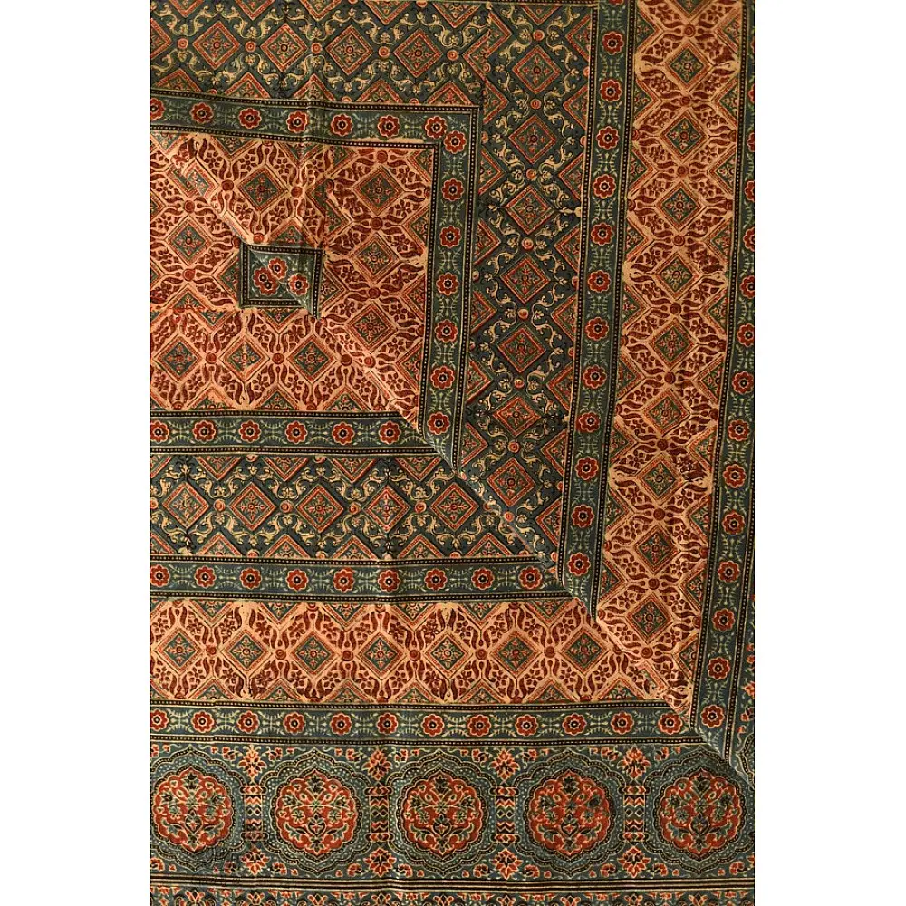 Red and indigo Ajrakh dupatta with traditional Kutch-inspired motifs