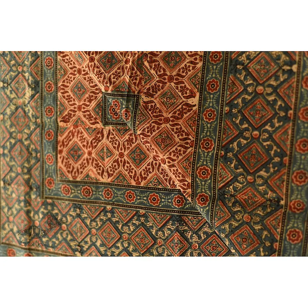Red and indigo Ajrakh dupatta with traditional Kutch-inspired motifs