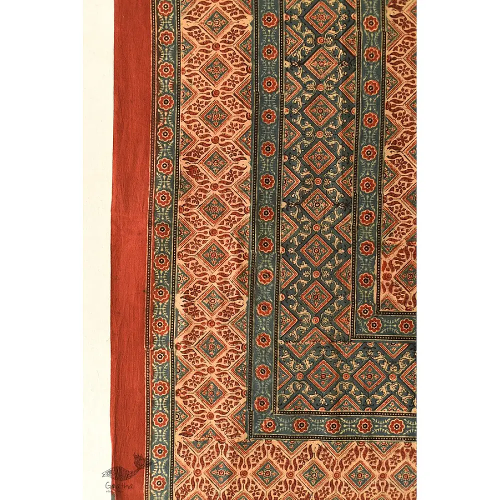 Red and indigo Ajrakh dupatta with traditional Kutch-inspired motifs