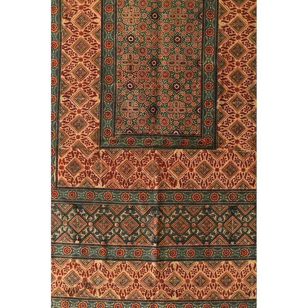 Red and indigo Ajrakh dupatta with traditional Kutch-inspired motifs