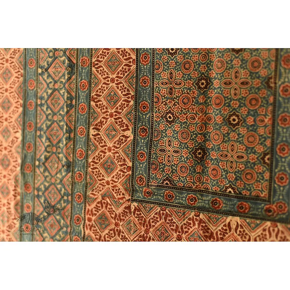 Red and indigo Ajrakh dupatta with traditional Kutch-inspired motifs