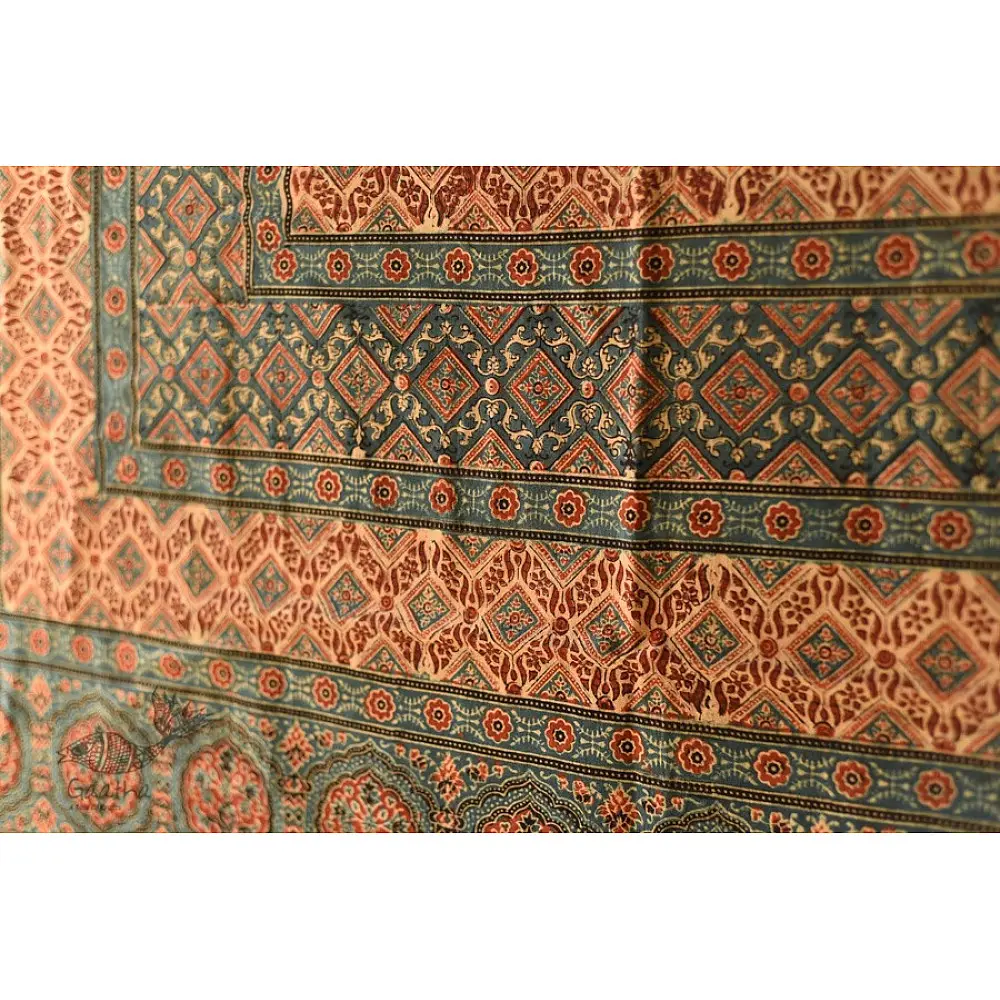 Red and indigo Ajrakh dupatta with traditional Kutch-inspired motifs