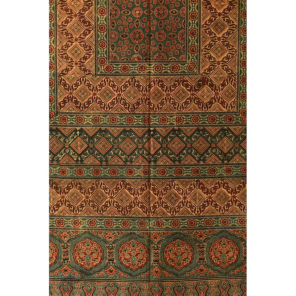 Multi-coloured Ajrakh block print dupatta with rich earthy tones