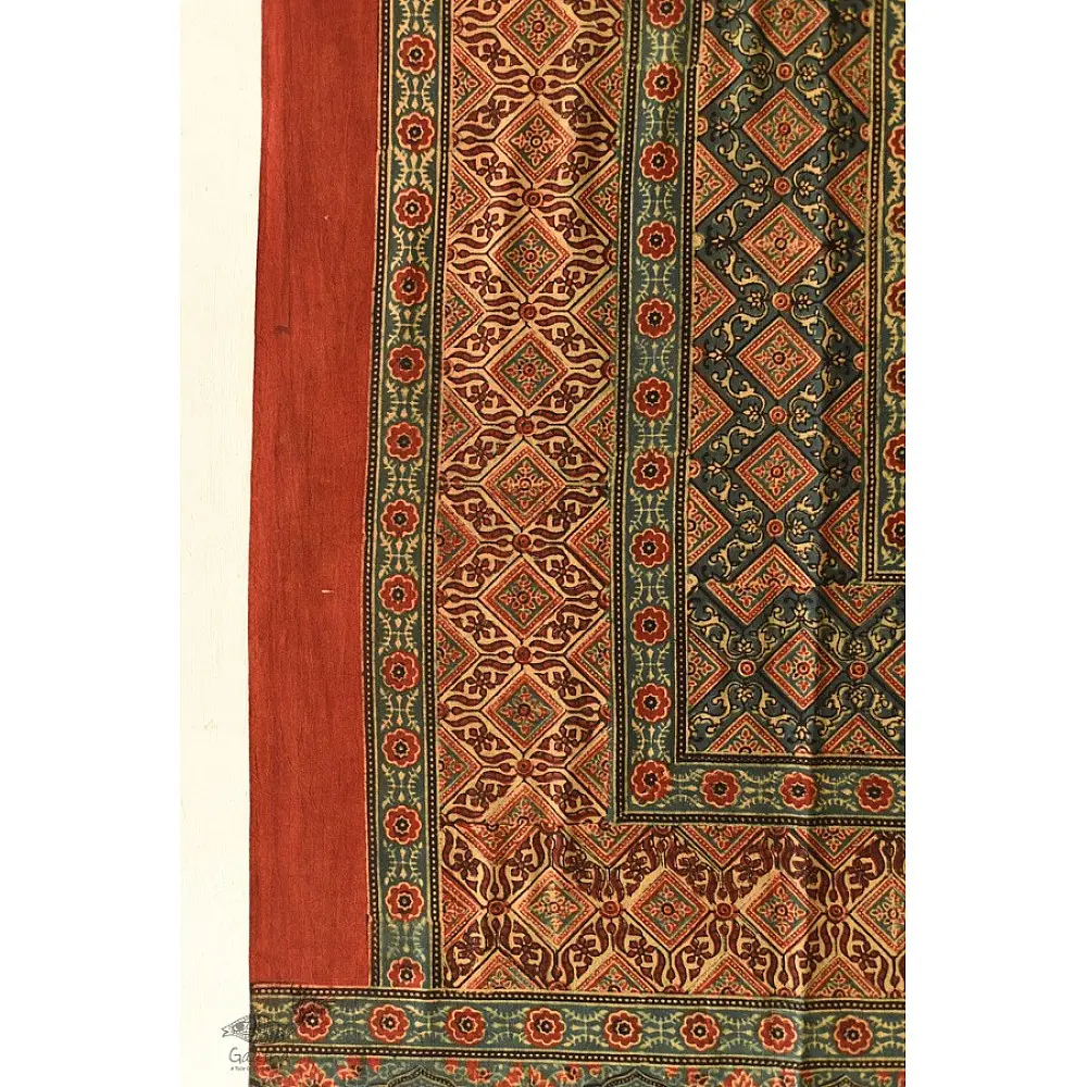 Multi-coloured Ajrakh block print dupatta with rich earthy tones