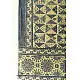 Yellow and indigo Ajrakh dupatta with artisan hand block print design