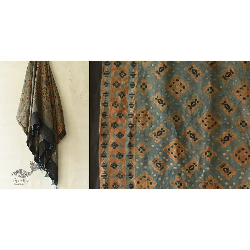 buy Ajrakh Mulberry Silk Dupatta