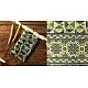 Yellow and indigo Ajrakh dupatta with artisan hand block print design