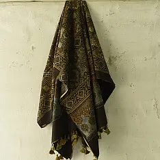 Sakhi . सखी ⁂ Ajrakh Block Printed Pure Cotton Dupatta (25)