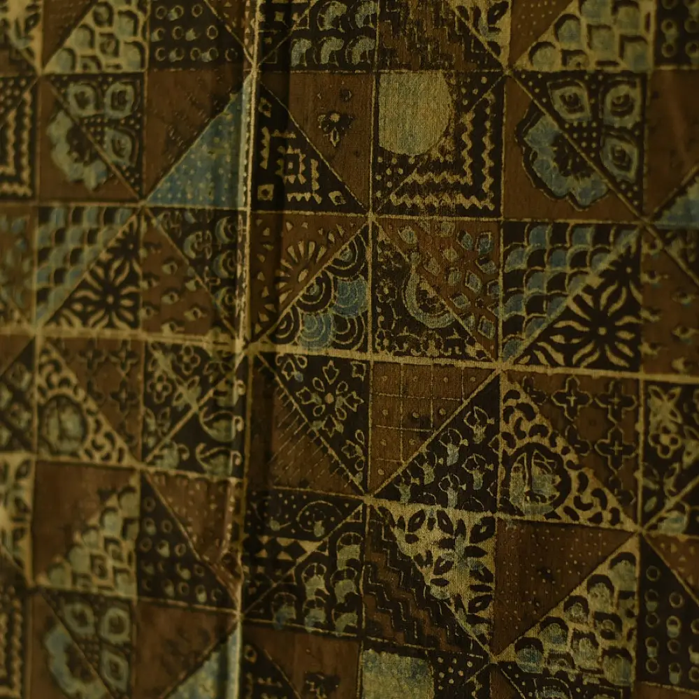 Indigo toned Handcrafted Ajrakh block print pure cotton dupatta 