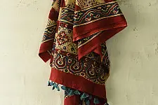 Sakhi . सखी ⁂ Ajrakh Block Printed Pure Cotton Dupatta (26)