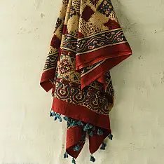 Sakhi . सखी ⁂ Ajrakh Block Printed Pure Cotton Dupatta (26)