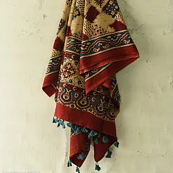 Sakhi . सखी ⁂ Ajrakh Block Printed Pure Cotton Dupatta (26)