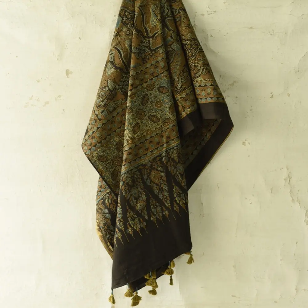 Ajrakh handcrafted cotton dupatta with timeless ethnic design