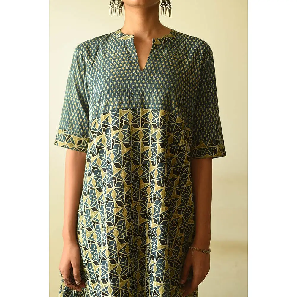 shop Ajrakh Block Printed Cotton Dress