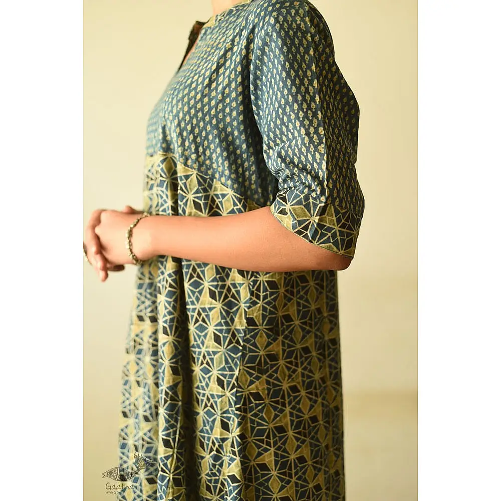 shop Ajrakh Block Printed Cotton Dress