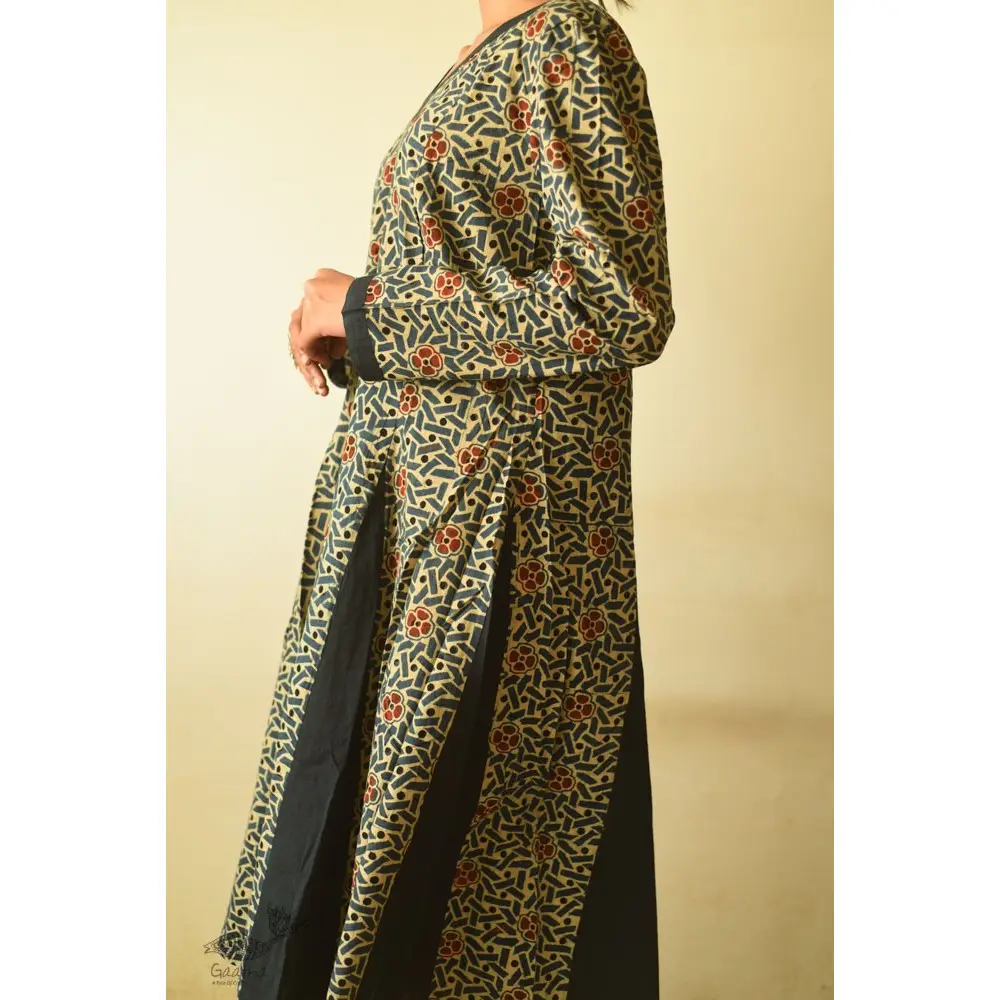 shop Ajrakh blue Cotton Dress