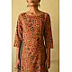 shop Ajrakh hand Block Printed Cotton brown Dress