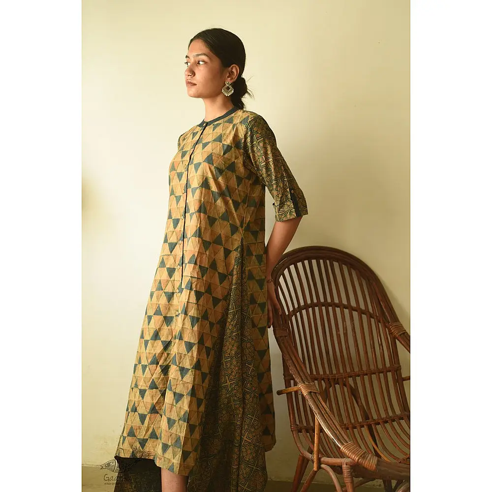 shop cotton a-line dress ajrakh printed