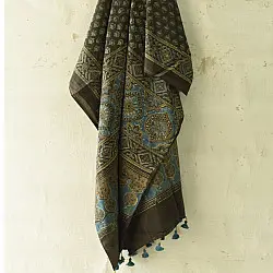 Sakhi . सखी ⁂ Ajrakh Block Printed Pure Cotton Dupatta  (29)