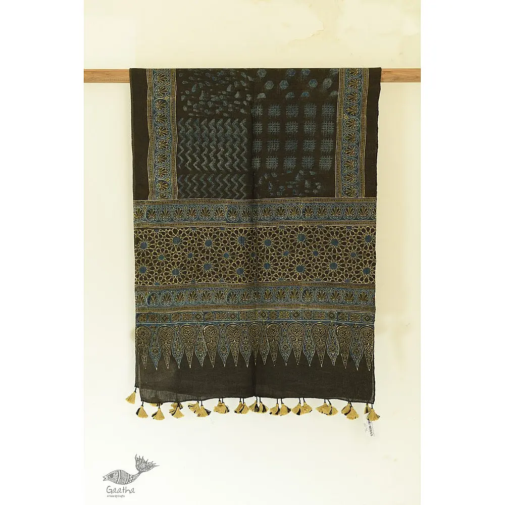 shop Ajrakh Hand Block Printed ~ Linen Stole
