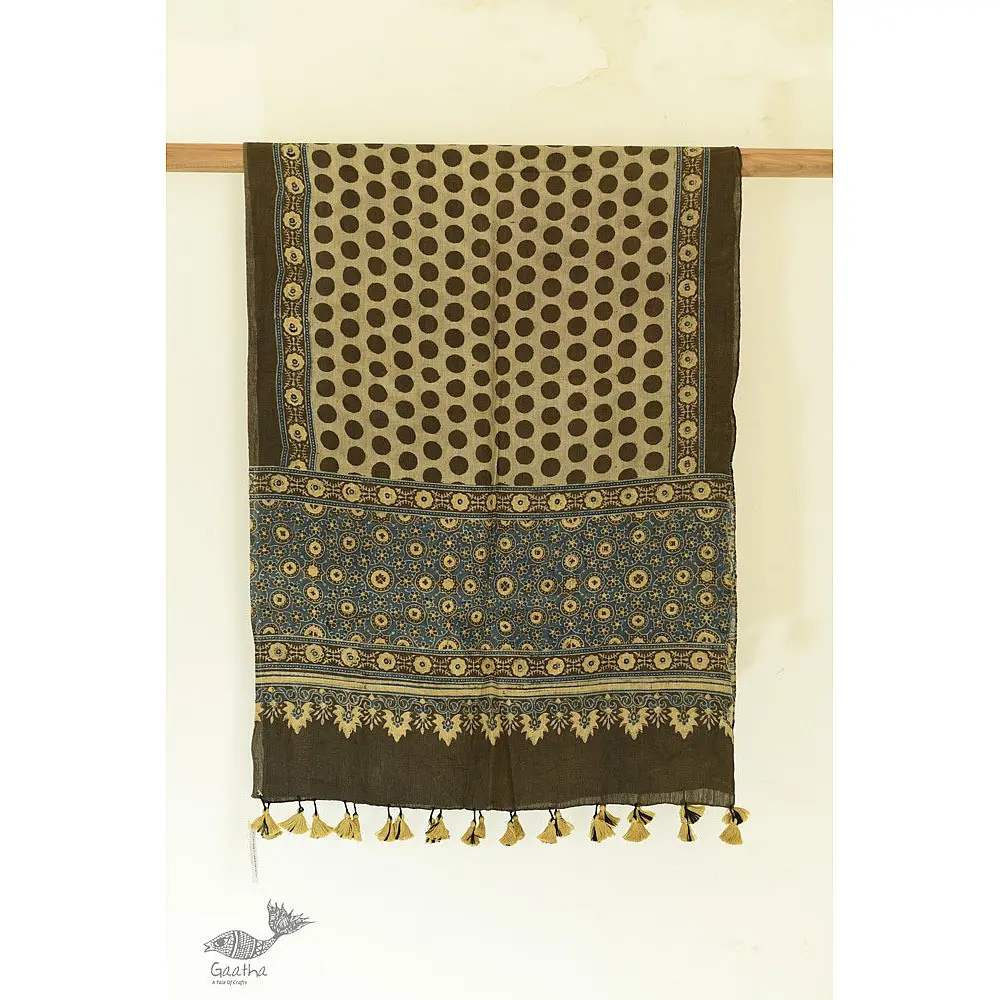 shop Ajrakh Block Print ~ Handloom Linen Stole