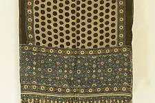 Kafi | Ajrakh Block Print ~ Handloom Linen Stole - Hina Colour