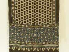 Kafi | Ajrakh Block Print ~ Handloom Linen Stole - Hina Colour