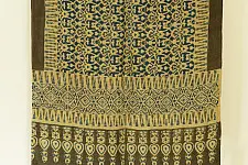 Kafi | Ajrakh Hand Block Printed ~ Linen Stole - Yellow & Green