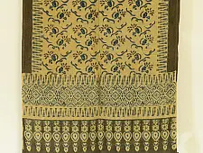 Kafi | Naturally Dyed Ajrakh Linen Stole - Mustard Yellow
