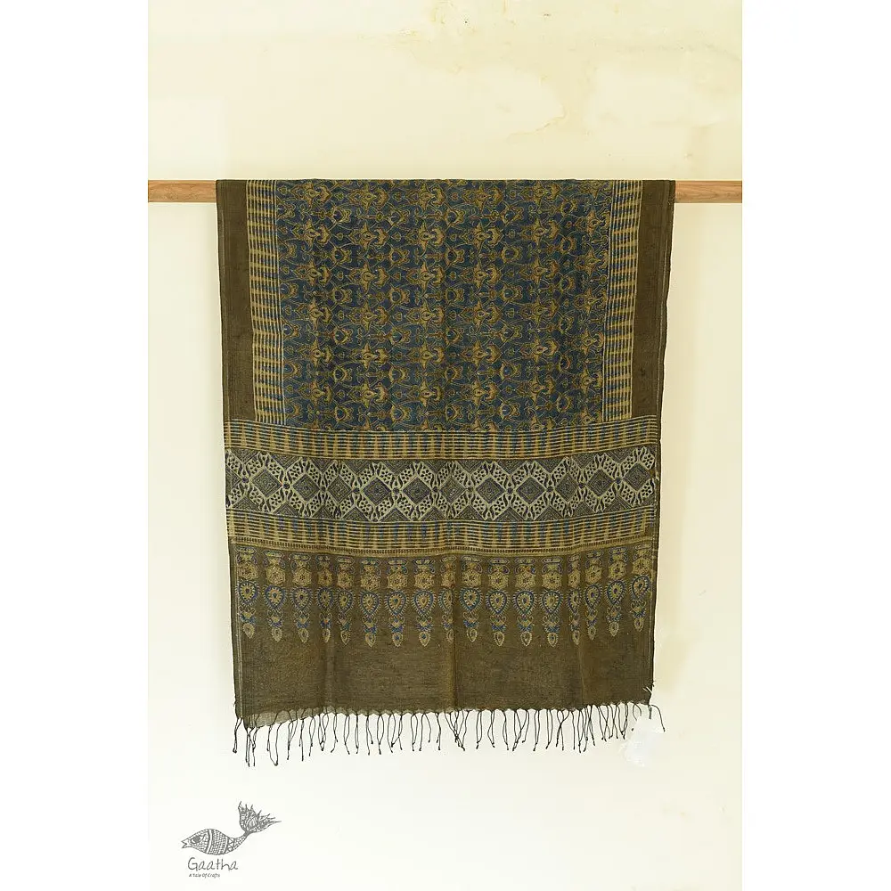shop Ajrakh Hand Block Printed ~ Linen Stole