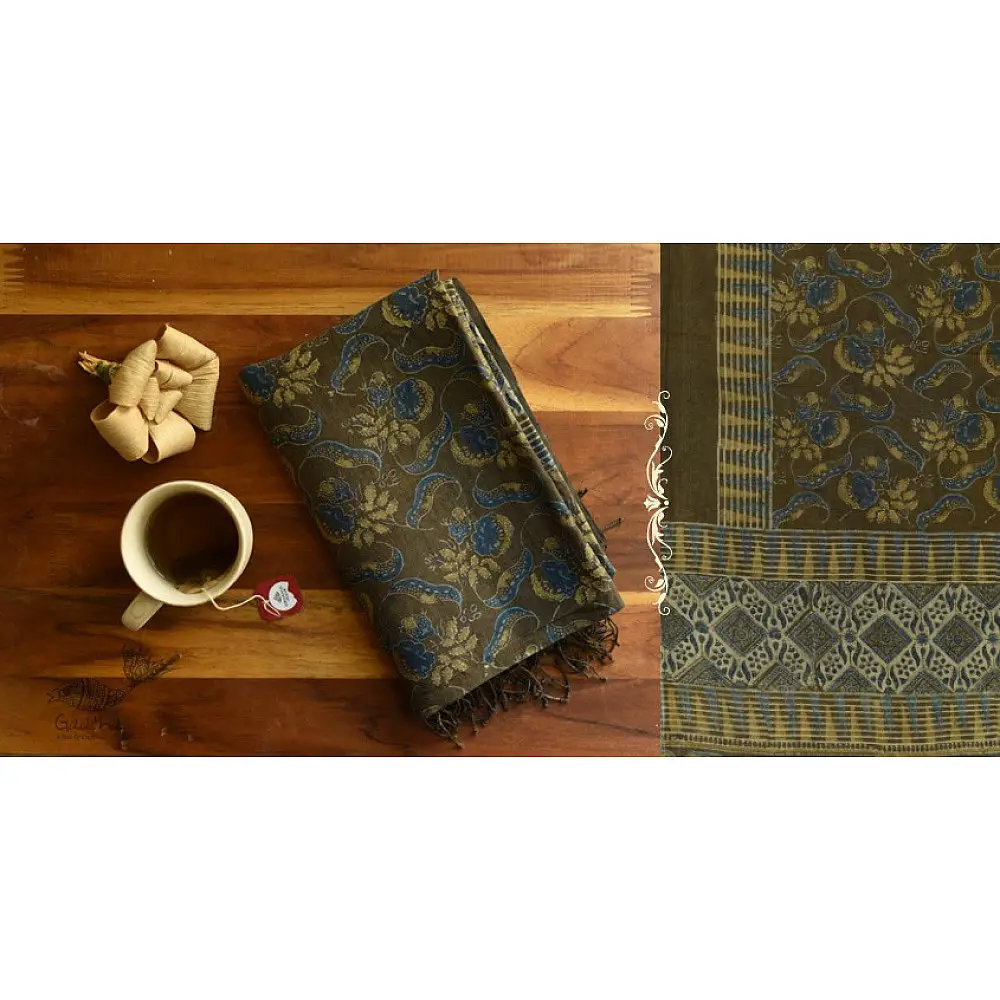 shop Ajrakh Block Print ~ Handloom Linen dupatta