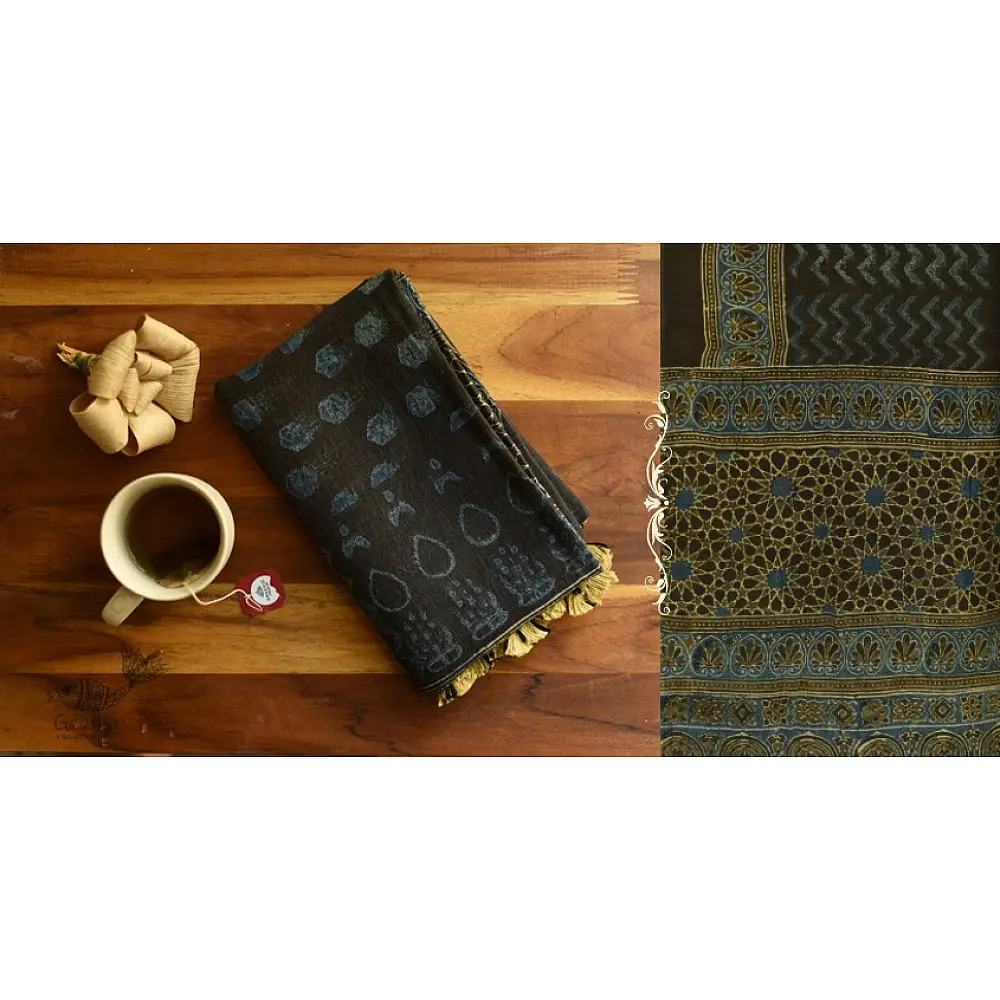 shop Ajrakh Hand Block Printed ~ Linen Stole