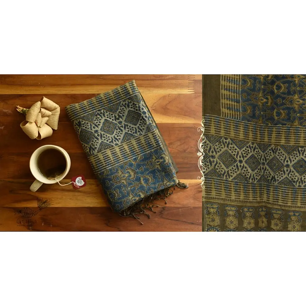 shop Ajrakh Hand Block Printed ~ Linen Stole