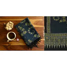Kafi | Ajrakh Linen Stole - Blue