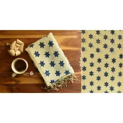 Kafi | Handloom Linen - Ajrakh Printed Stole - Stars