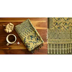 Kafi | Naturally Dyed Ajrakh Linen Stole - Mustard Yellow