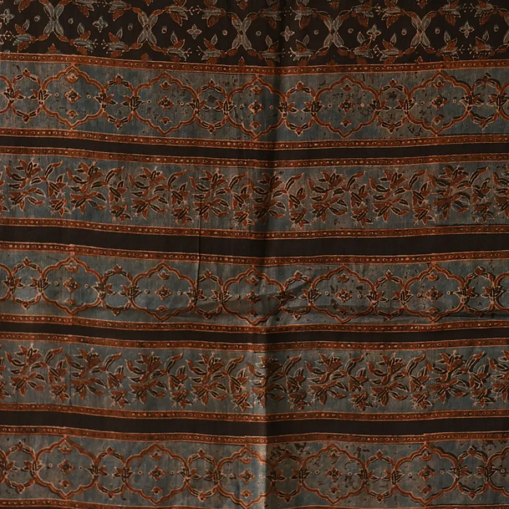 Authentic Ajrakh cotton dupatta with intricate artisan block printing