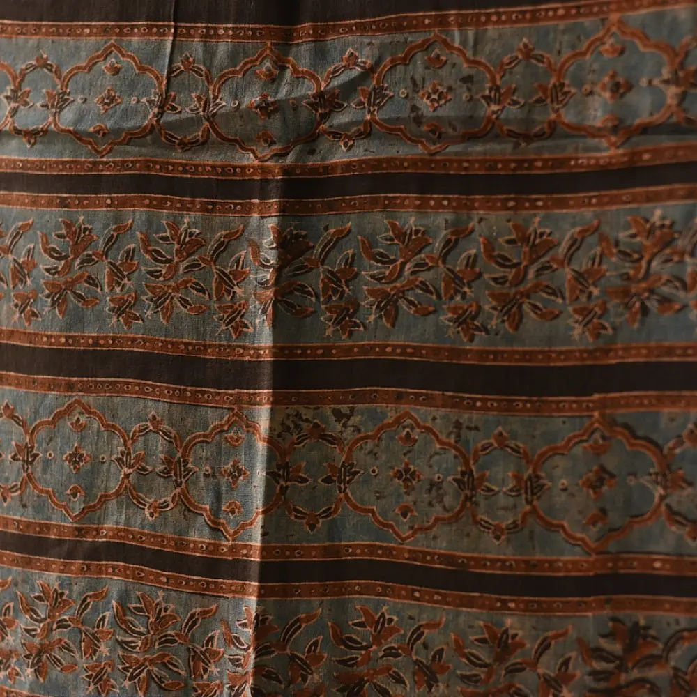 Authentic Ajrakh cotton dupatta with intricate artisan block printing