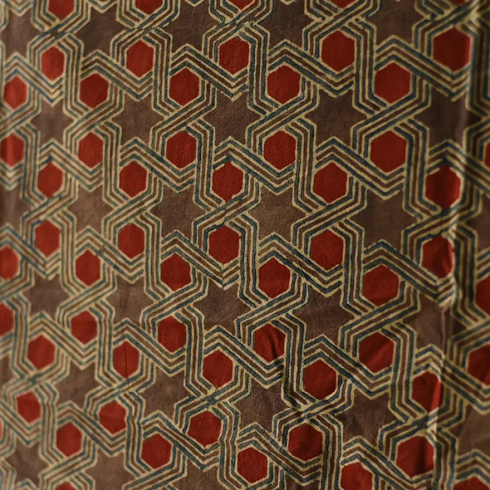 Classic Ajrakh hand block printed dupatta with rich cultural motifs